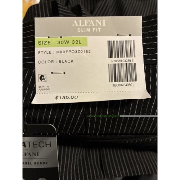 Alfani Mens Slim fit Stretch Double Breasted Suit 38S Pin stripe 30x32 Alfatech - Picture 9 of 9